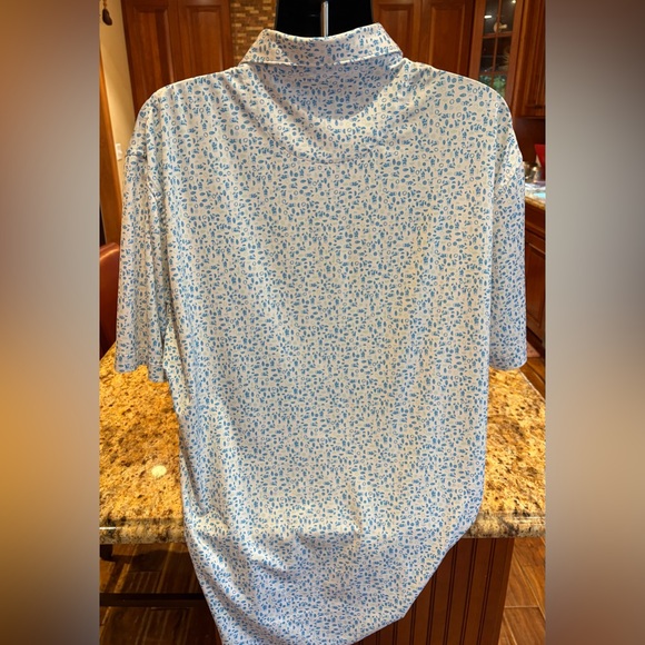 Peter Millar men’s summer comfort golf polo. Sharp blue cocktail pattern. XL - Picture 7 of 7